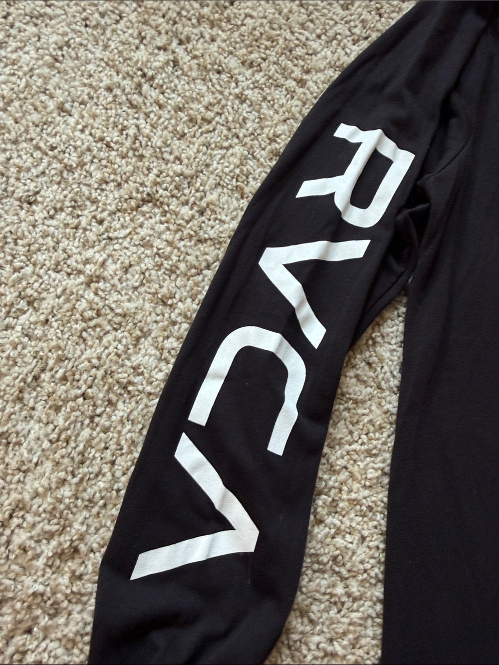 RVCA Black Long Sleeve Logo Tee with White Sleeve Graphics - Picture 5 of 6